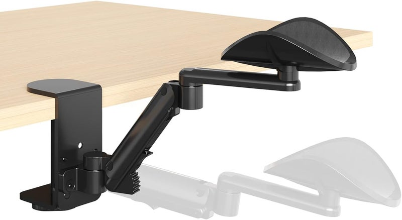 JOY worker Universal Clamp-on Adjustable Arm Rest, Ergonomic 360° Rotating Elbow Rest Pad for Desk, 6-Level Height Desk Arm Support for Thicker Desktop, Left/Right Hand, Black - Image 1